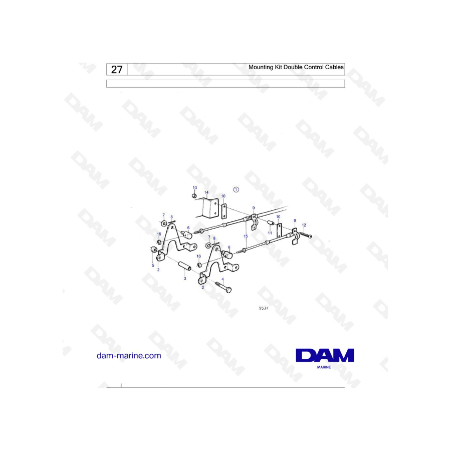 Volvo Penta AD31D / AD31D-A / AD31XD / TAMD31D / TMD31D - Kit de montaje Cables de control dobles