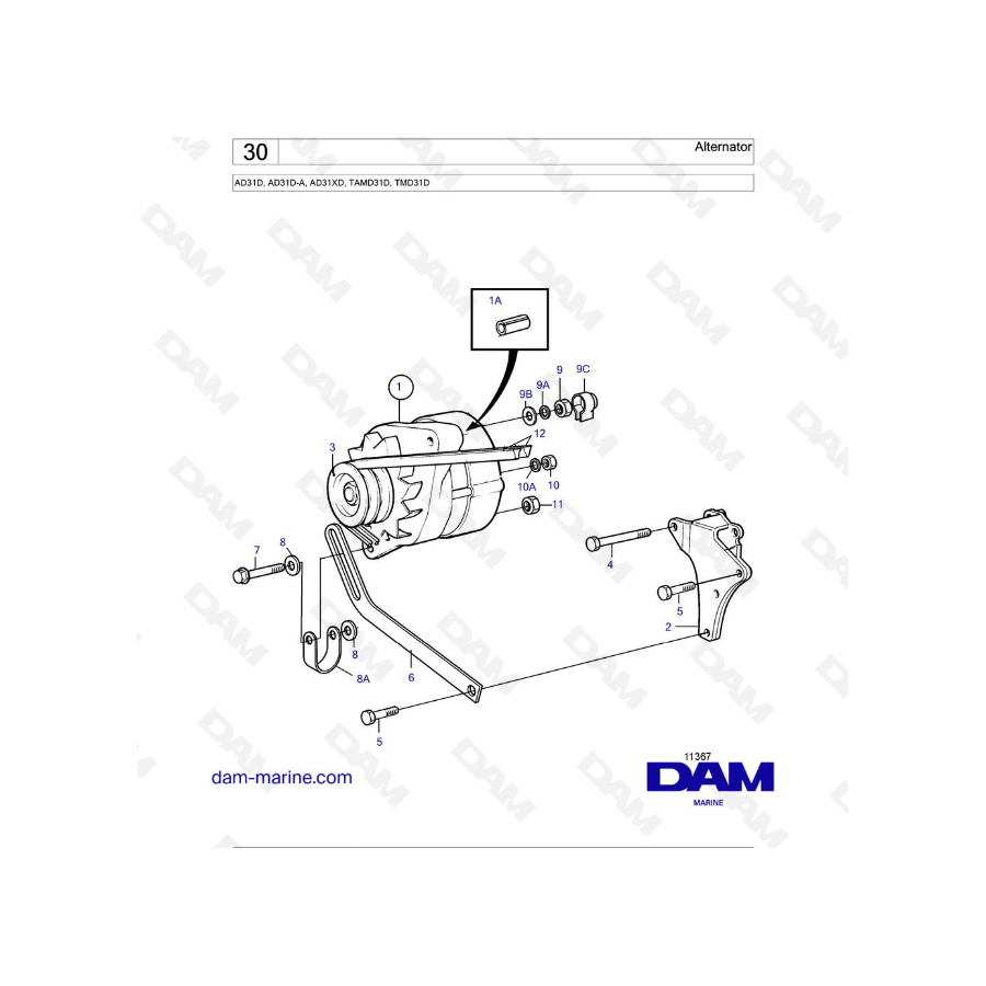 Volvo Penta AD31D / AD31D-A / AD31XD / TAMD31D / TMD31D - Alternador