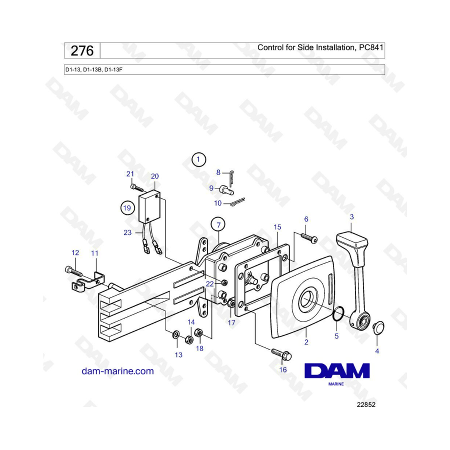 Volvo Penta D1-13 / D1-13B / D1-13F - Control for side installation, PC841