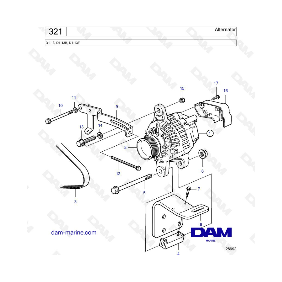 Volvo Penta D1-13 / D1-13B / D1-13F - Dual station unit