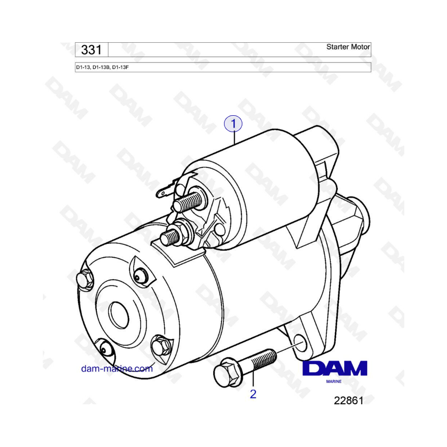 Volvo Penta D1-13 / D1-13B / D1-13F - Motor de arranque