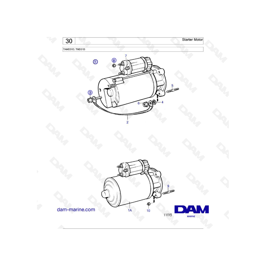 Volvo Penta TAMD31D / TMD31D - Motor de arranque