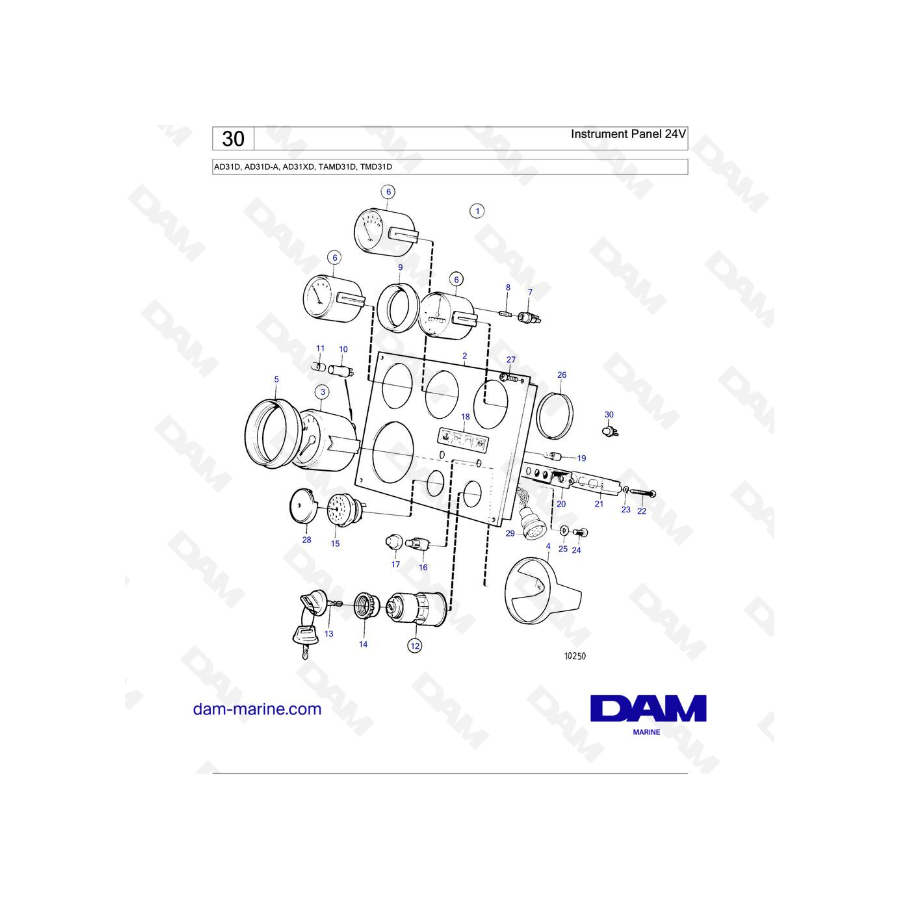 Volvo Penta AD31D / AD31D-A / AD31XD / TAMD31 / TMD31D - Panel de instrumentos 24V