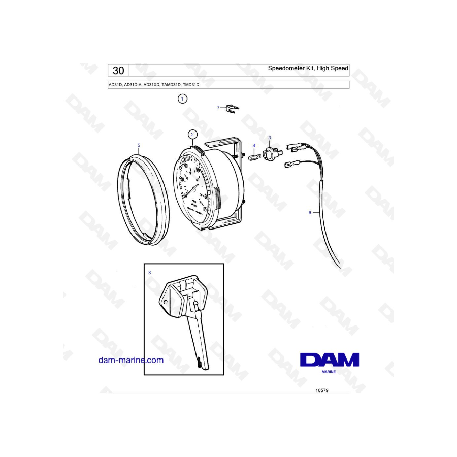 Volvo Penta AD31D / AD31D-A / AD31XD / TAMD31D / TMD31D - Kit Velocímetro, Alta Velocidad