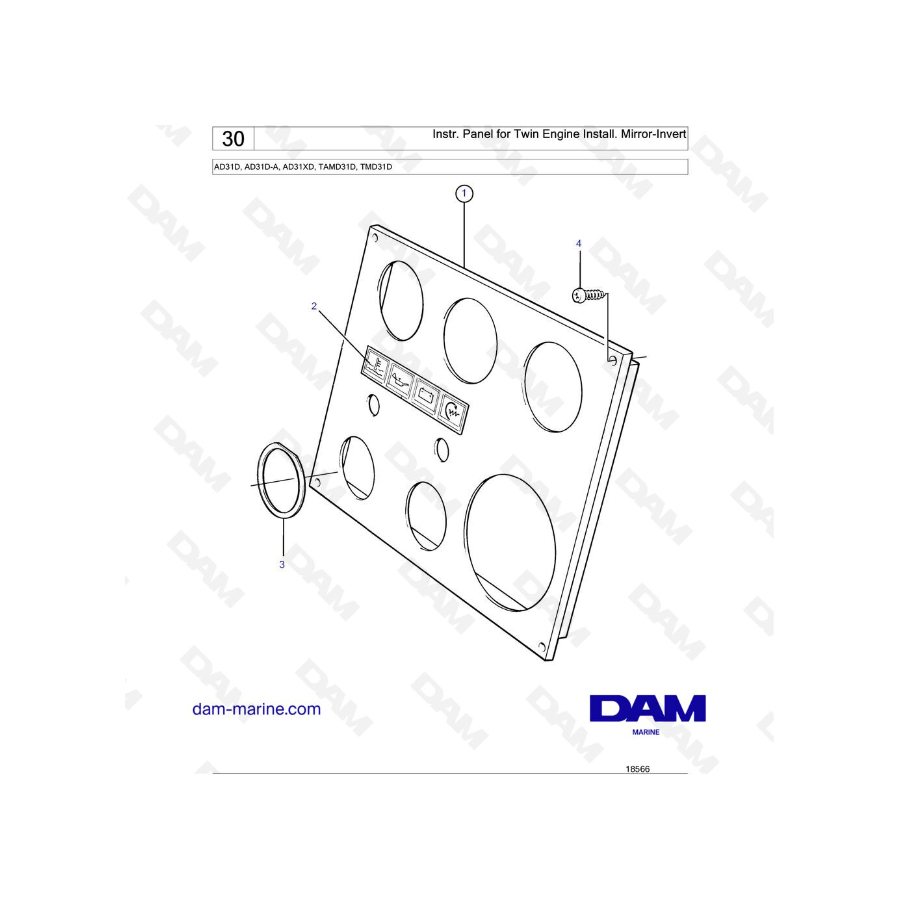 Volvo Penta AD31D / AD31D-A / AD31XD / TAMD31D / TMD31D - Instr. Panel for Twin Engine Install. Mirro-Invert