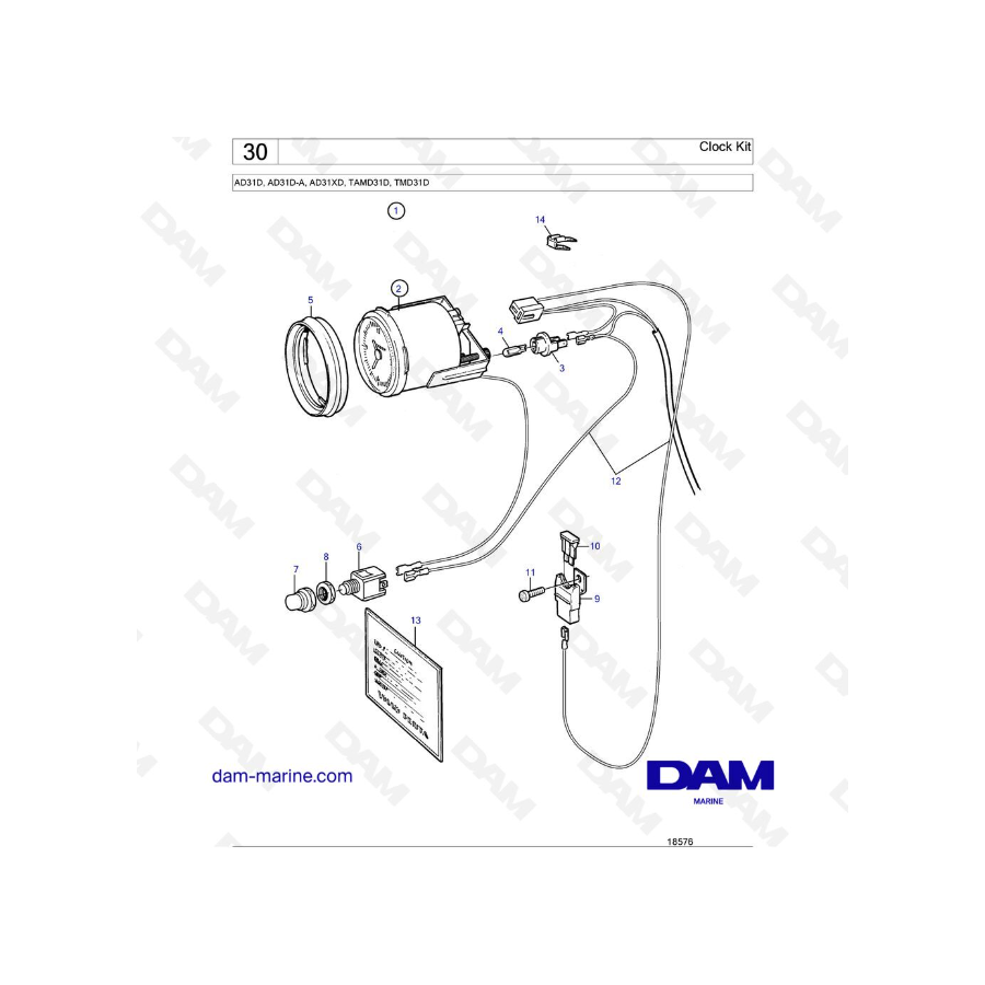 Volvo Penta AD31D / AD31D-A /AD31XD / TAMD31D / TMD31D - Kit de reloj