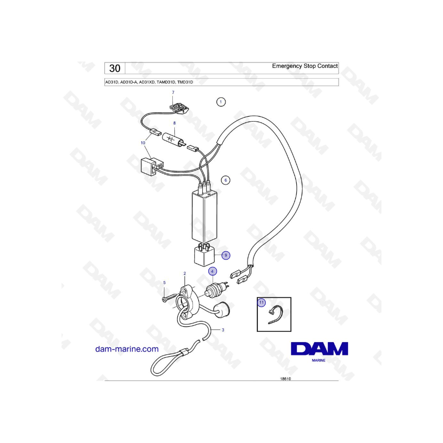 Volvo Penta AD31D / AD31D-A / AD31XD / TAMD31D / TMD31D - Contacto de parada de emergencia