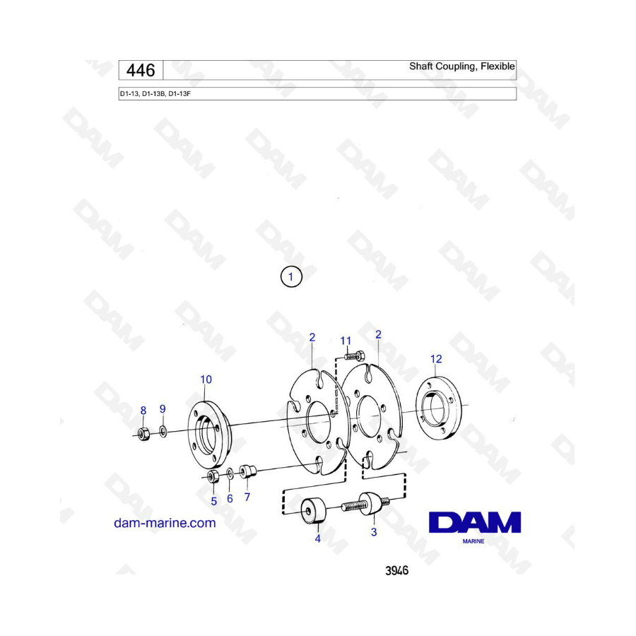 Volvo Penta D1-13 / D1-13B / D1-13F - Acoplamiento de eje flexible