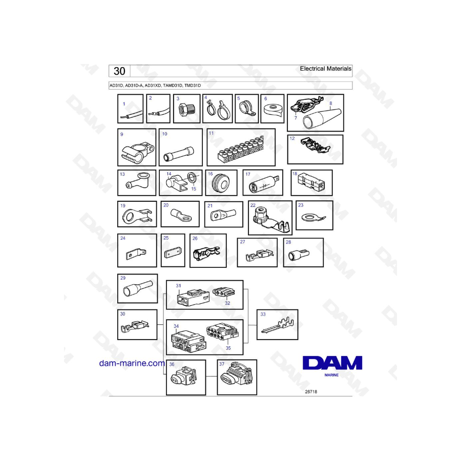 Volvo Penta AD31D / AD31D-A / AD31XD / TAMD31D / TMD31D - Materiales Eléctricos