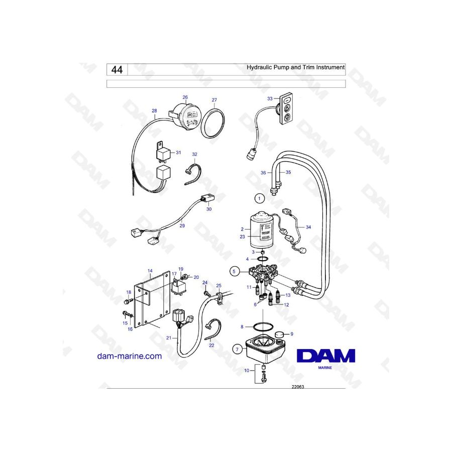 Volvo Penta AD31D / AD31D-A / AD31XD / TAMD31D / TMD31D - Hydraulic Pump and Trim Instrument