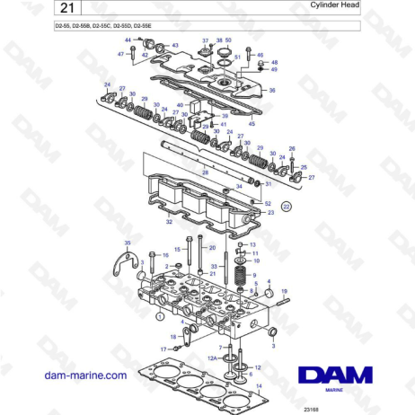 Volvo Penta D2-55B / D2-55C / D2-55D / D2-55E - Culata