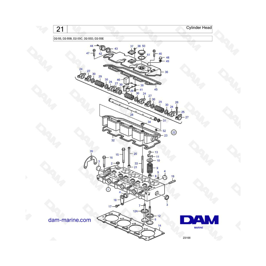 Volvo Penta D2-55B / D2-55C / D2-55D / D2-55E - Culata