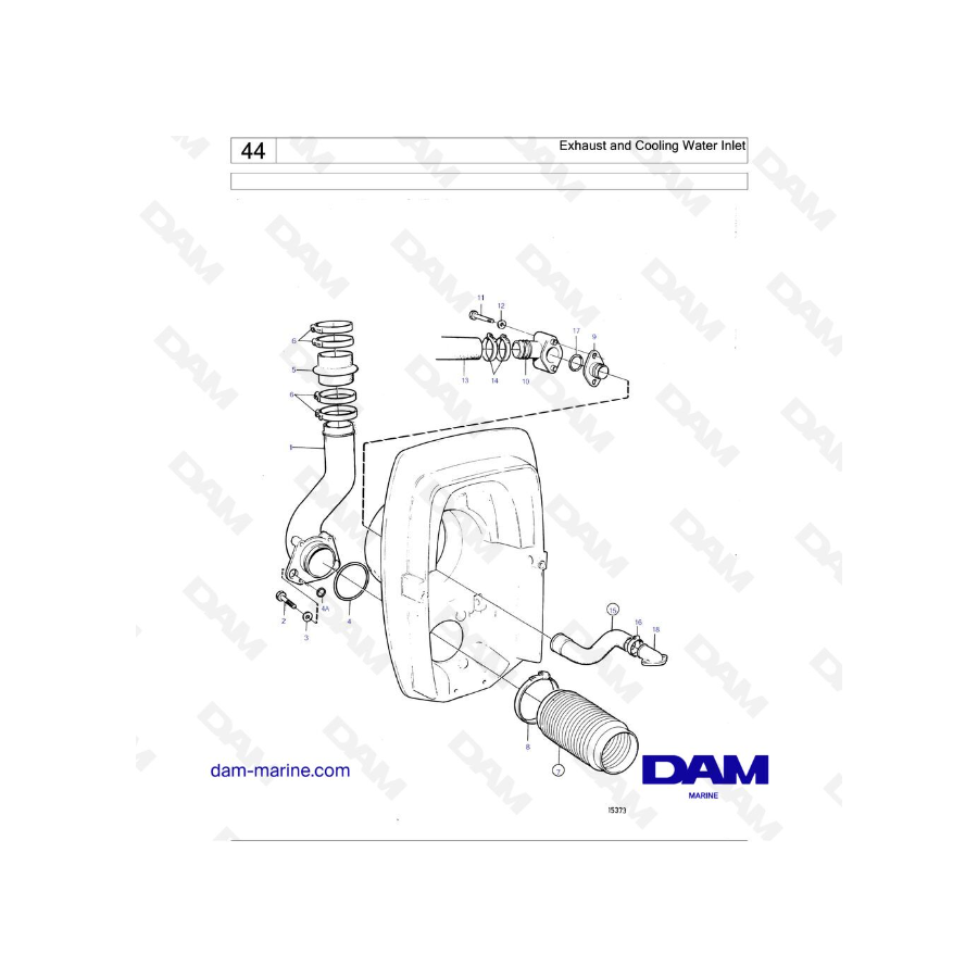 Volvo Penta AD31D / AD31D-A / AD31XD / TAMD31D / TMD31D - Exhaust and Cooling Water Inlet