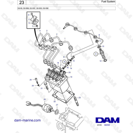 Volvo Penta D2-55 / D2-55B / D2-55C / D2-55D / D2-55E - Fuel system 