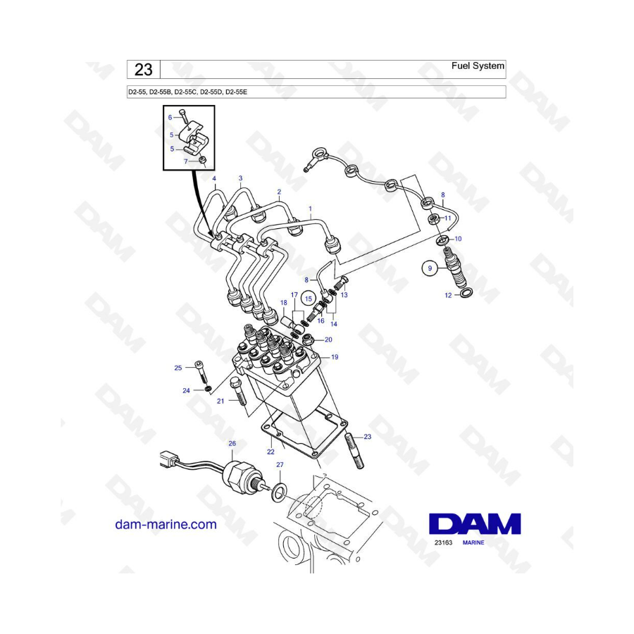 Volvo Penta D2-55 / D2-55B / D2-55C / D2-55D / D2-55E - Fuel system