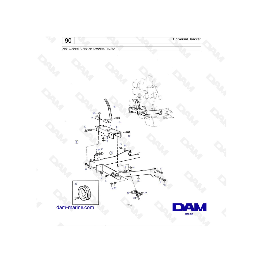 Volvo Penta AD31D/ AD31D-A / AD31XD / TAMD31D / TMD31D - Universal Bracket