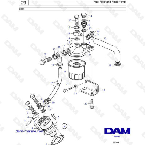 Volvo Penta D2-55 - Filtro de combustible y bomba de alimentación