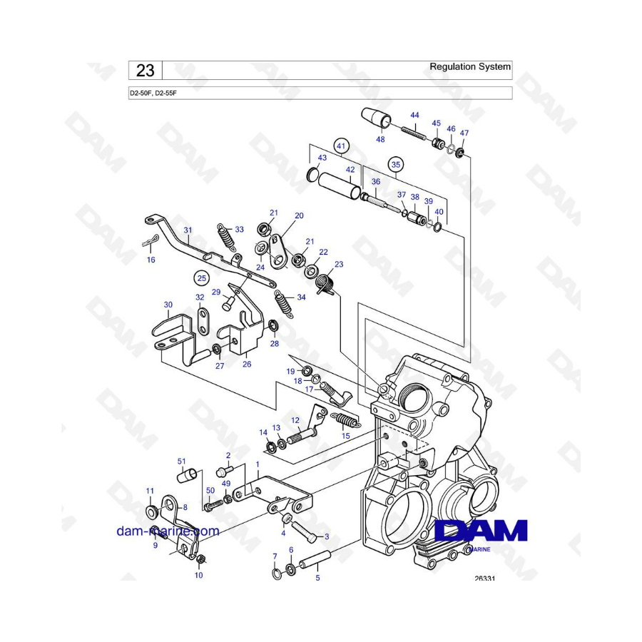 Volvo Penta D2-50 / D2-55F - Regulation system