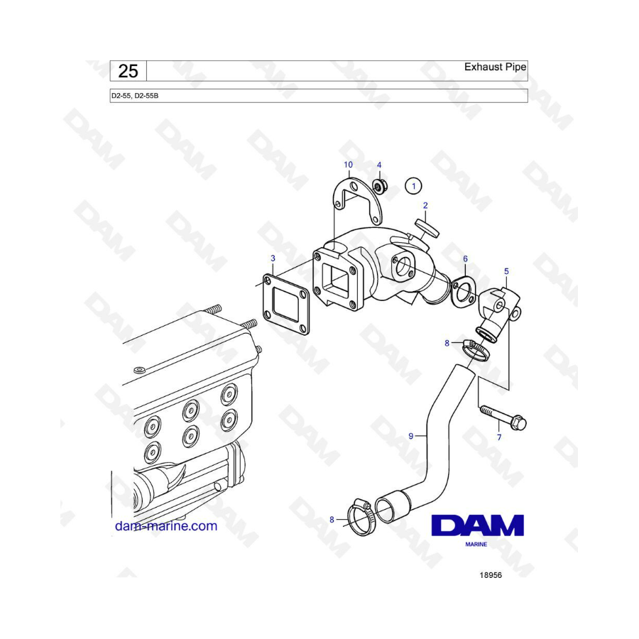 Volvo Penta D2-55 / D2-55B - Exhaust pipe