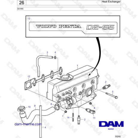 Volvo Penta D2-55C - Heat exchanger