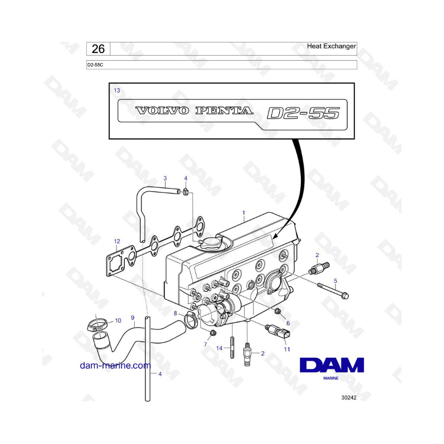 Volvo Penta D2-55C - Intercambiador de calor