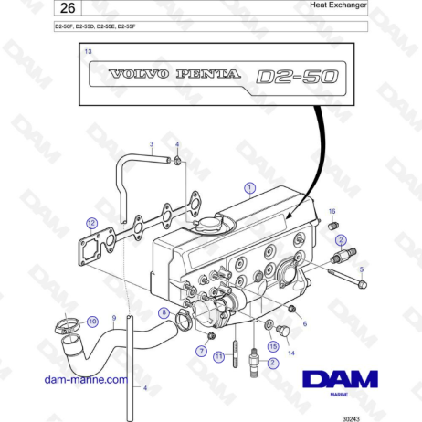  Volvo Penta D2-50F / D2-55D / D2-55E / D2-55F - Heat exchanger