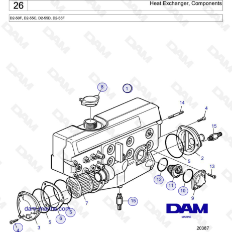  Volvo Penta D2-50F / D2-55C / D2-55D / D2-55E / D2-55F - Heat exchanger, components