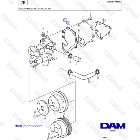 Volvo Penta D2-55B - Bomba de agua