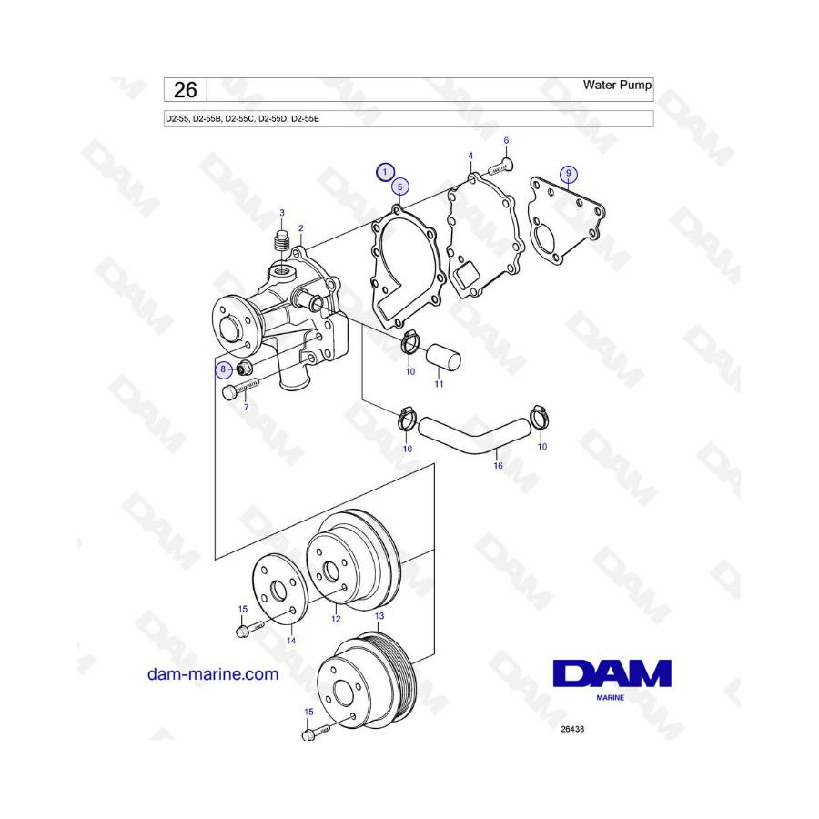 Volvo Penta D2-55B - Bomba de agua