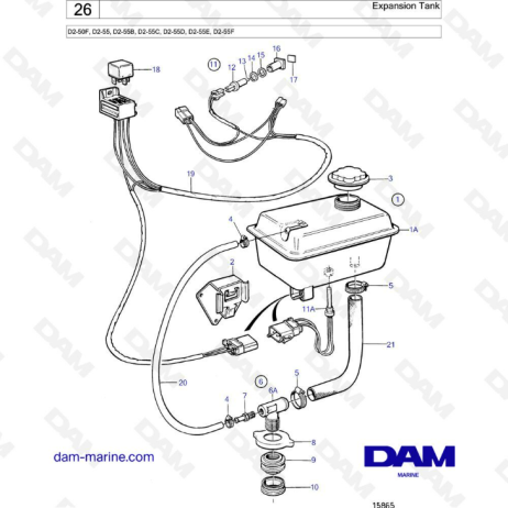 Volvo Penta D2-50F / D2-55 / D2-55B / D2-55C / D2-55D / D2-55E / D2-55F - Depósito de expansión