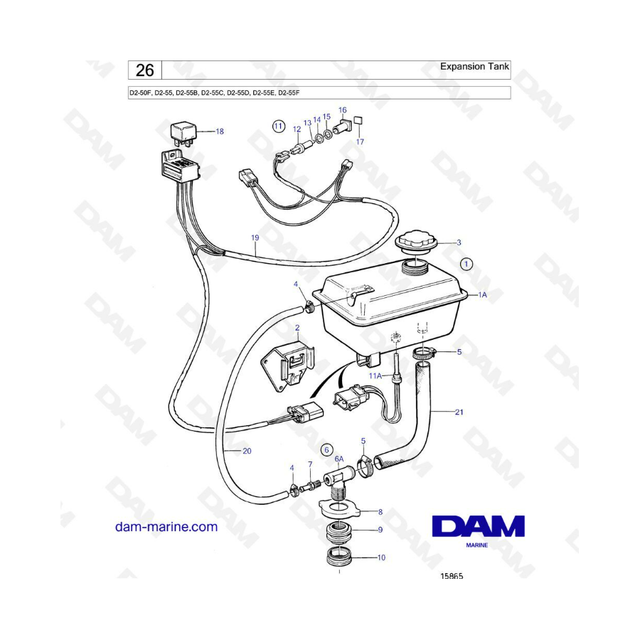 Volvo Penta D2-50F / D2-55 / D2-55B / D2-55C / D2-55D / D2-55E / D2-55F - Depósito de expansión