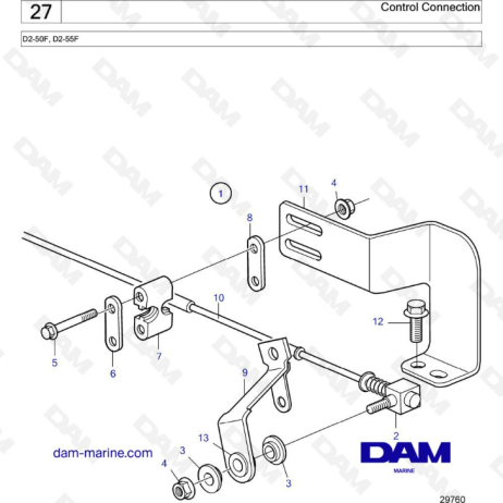 Volvo Penta D2-50F / D2-55F - Conexión de control