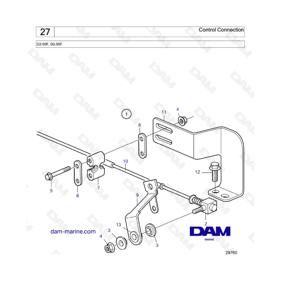 Volvo Penta D2-50F / D2-55F - Conexión de control