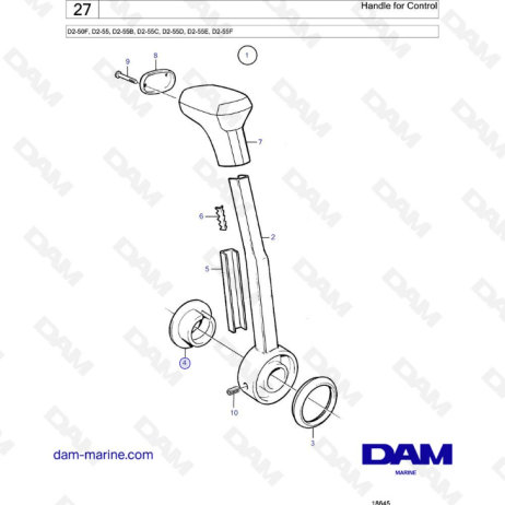 Volvo Penta D2-50F / D2-55 / D2-55B / D2-55C / D2-55D / D2-55E / D2-55F - Manija para control