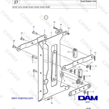 Volvo Penta D2-50F / D2-55 / D2-55B / D2-55C / D2-55D / D2-55E / D2-55F - Dual station unit