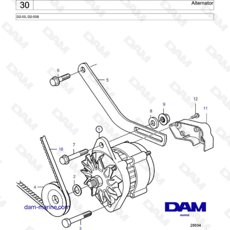 Volvo Penta D2-55 / D2-55B - Alternador