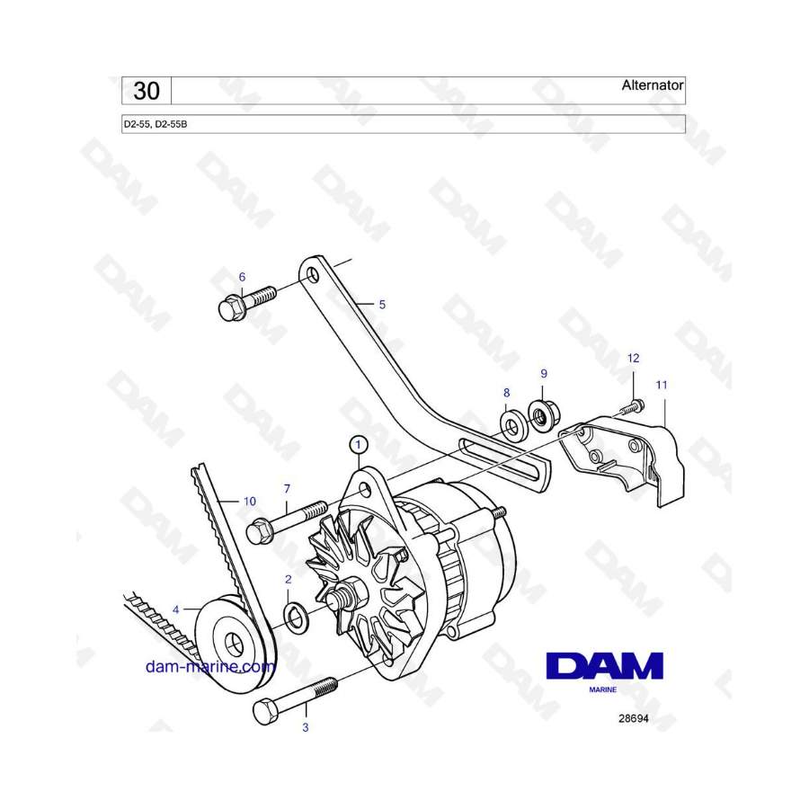 Volvo Penta D2-55 / D2-55B - Alternador