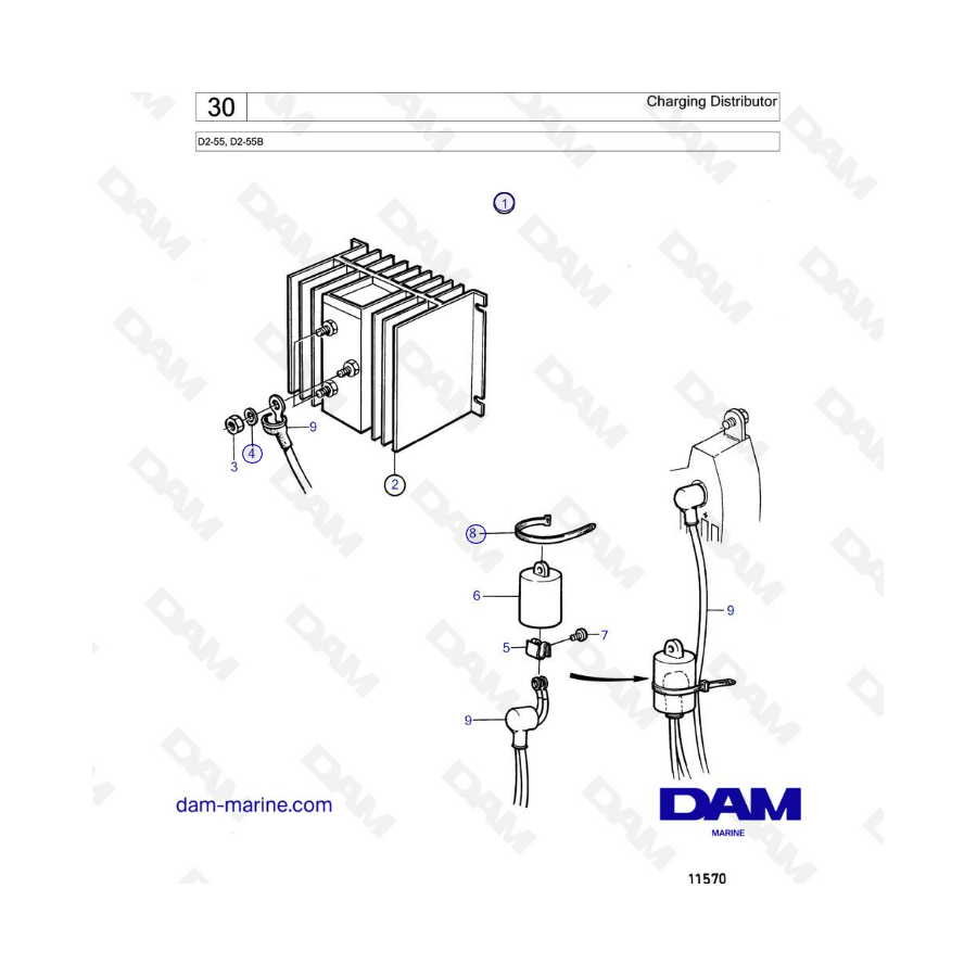 Volvo Penta D2-55 / D2-55B - Charging distributor 