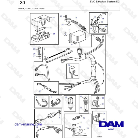 Volvo Penta D2-50F / D2-55D / D2-55E / D2-55F - EVC Electrical system D2 