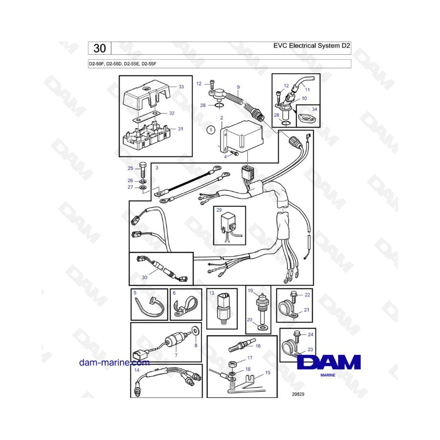 Volvo Penta D2-50F / D2-55D / D2-55E / D2-55F - EVC Electrical system D2