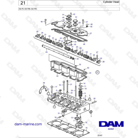 Volvo Penta D2-75 / D2-75B / D2-75C - Culata