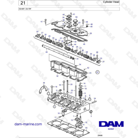 Volvo Penta D2-60F / D2-75F - Cylinder Head