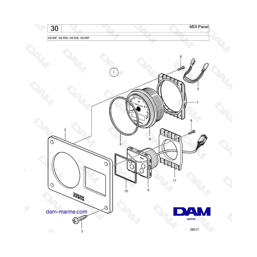 Volvo Penta D2-55D / D2-55E / D2-55F - MDI Panel