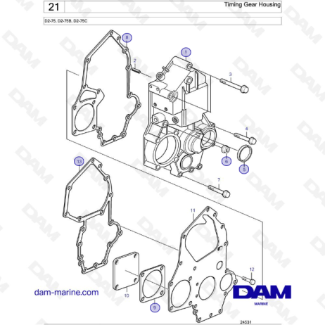 Volvo Penta D2-75 / D2-75B / D2-75C - Timing Gear Housing