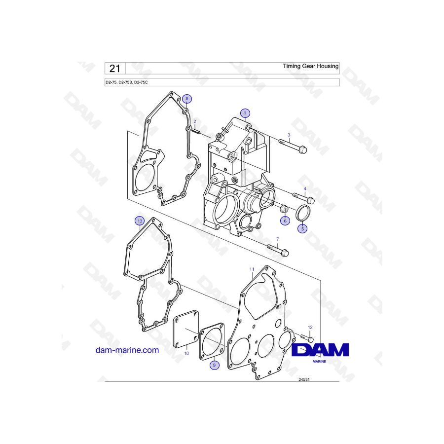 Volvo Penta D2-75 / D2-75B / D2-75C - Caja de distribución