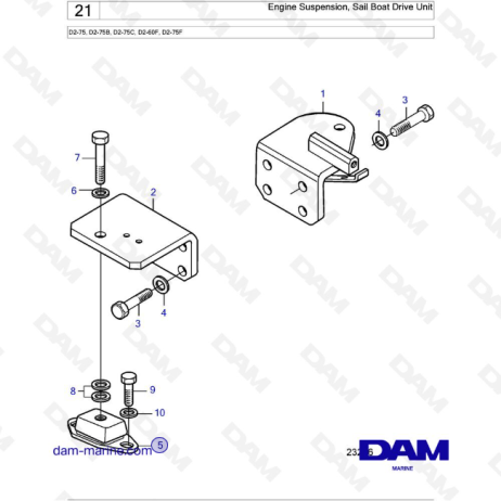 Volvo Penta D2-75 / D2-75B / D2-75C / D2-60F / D2-75F - Engine Suspension, Sail Boat Drive Unit