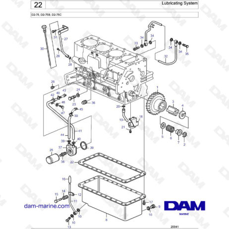 Volvo Penta D2-75 / D2-75B / D2-75C - Lubricating System