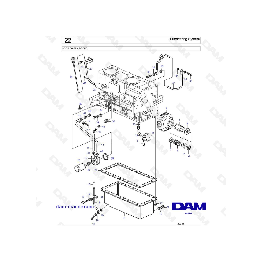 Volvo Penta D2-75 / D2-75B / D2-75C - Lubricating System