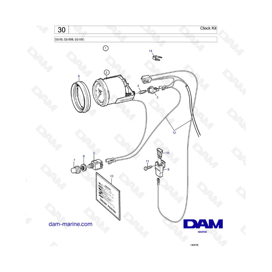 Volvo Penta D2-55 / D2-55B / D2-55C - Clock kit