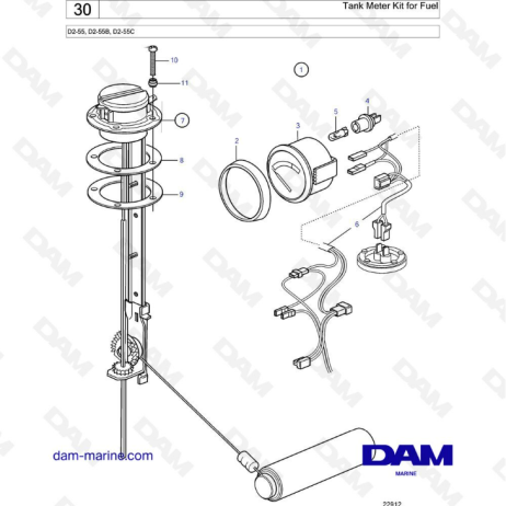 Volvo Penta D2-55 / D2-55B / D2-55C - Kit medidor de tanque de combustible